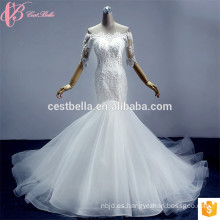 Alibaba magnífico de encaje hombro Appliqued sirena vestido de novia vestido de novia